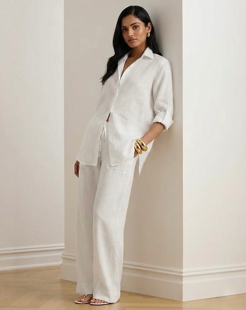 WHITE CANVAS 
LONGLINE RELAXED SHIRT