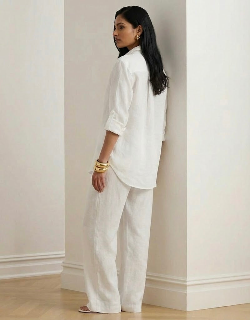 WHITE CANVAS 
LONGLINE RELAXED SHIRT