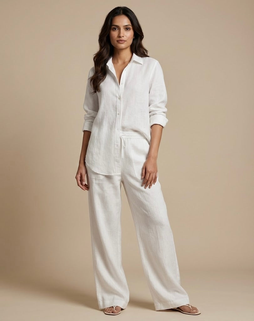 WHITE CANVAS 
LONGLINE RELAXED SHIRT